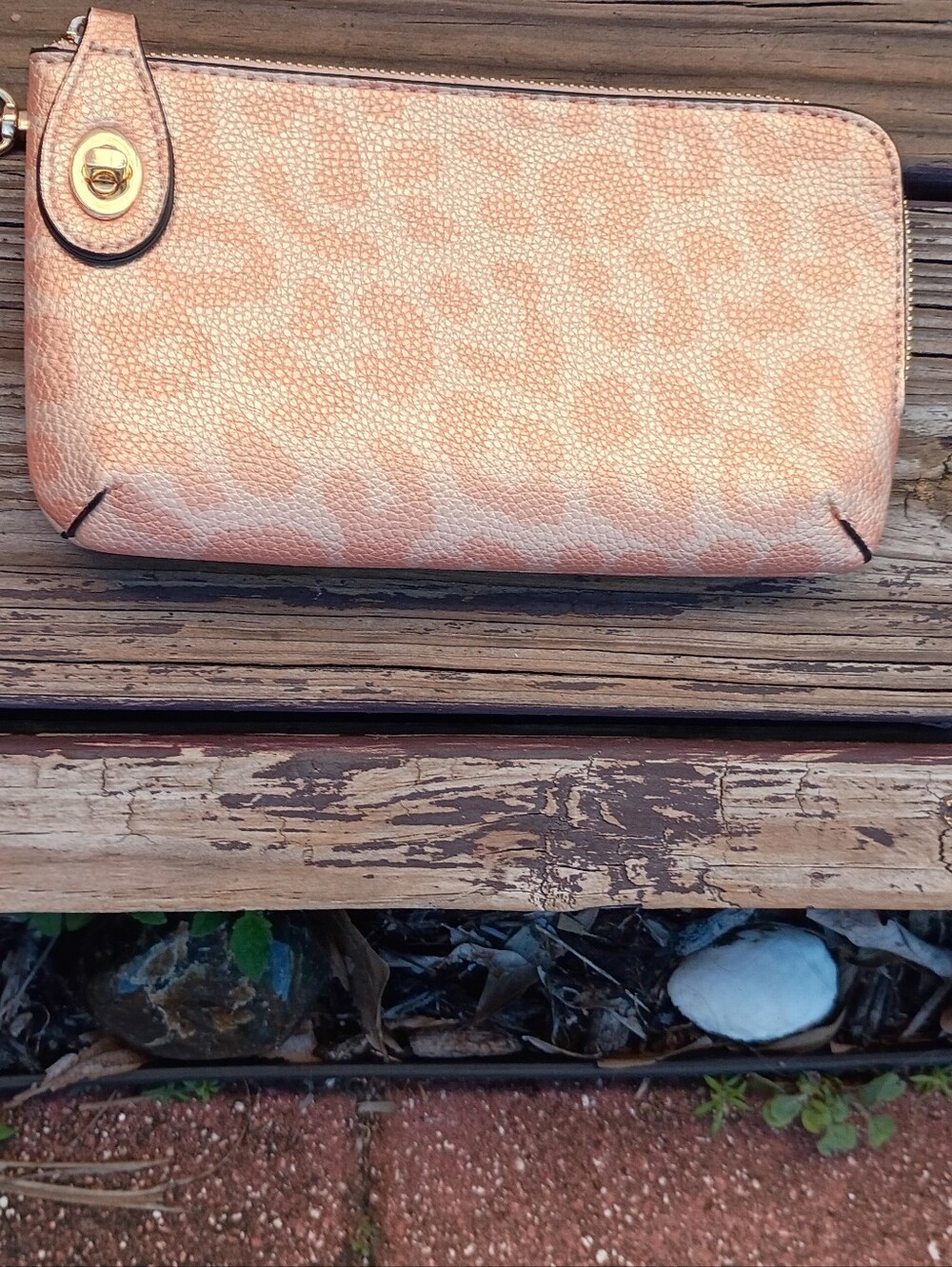 Peach Leopard-Print Zip Wallet